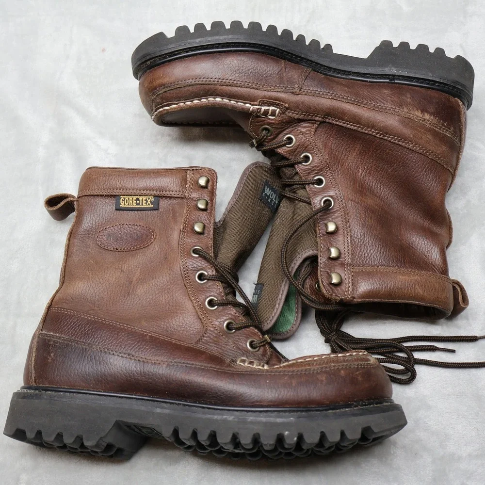 Wolverine Mens 11 Boots Brown Gore-Tex Moc Toe Lug Sole Work Logger Waterproof